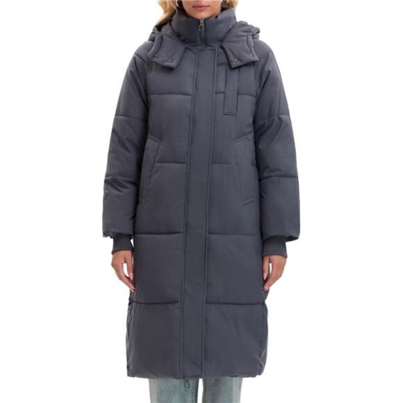 Long Puffer Jacket for Women, Grey - Picture 1 of 6
